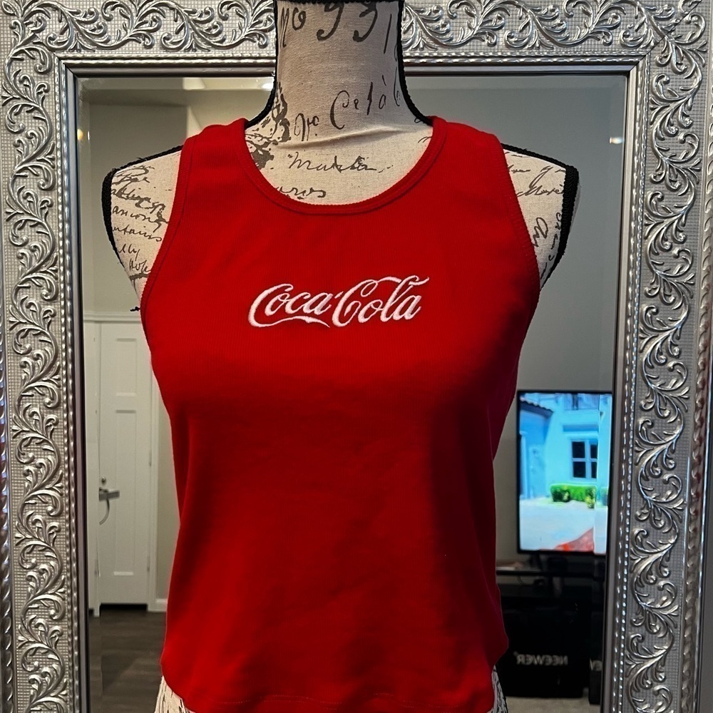 Ribbed Coco Cola tank top Red size XL Vintage